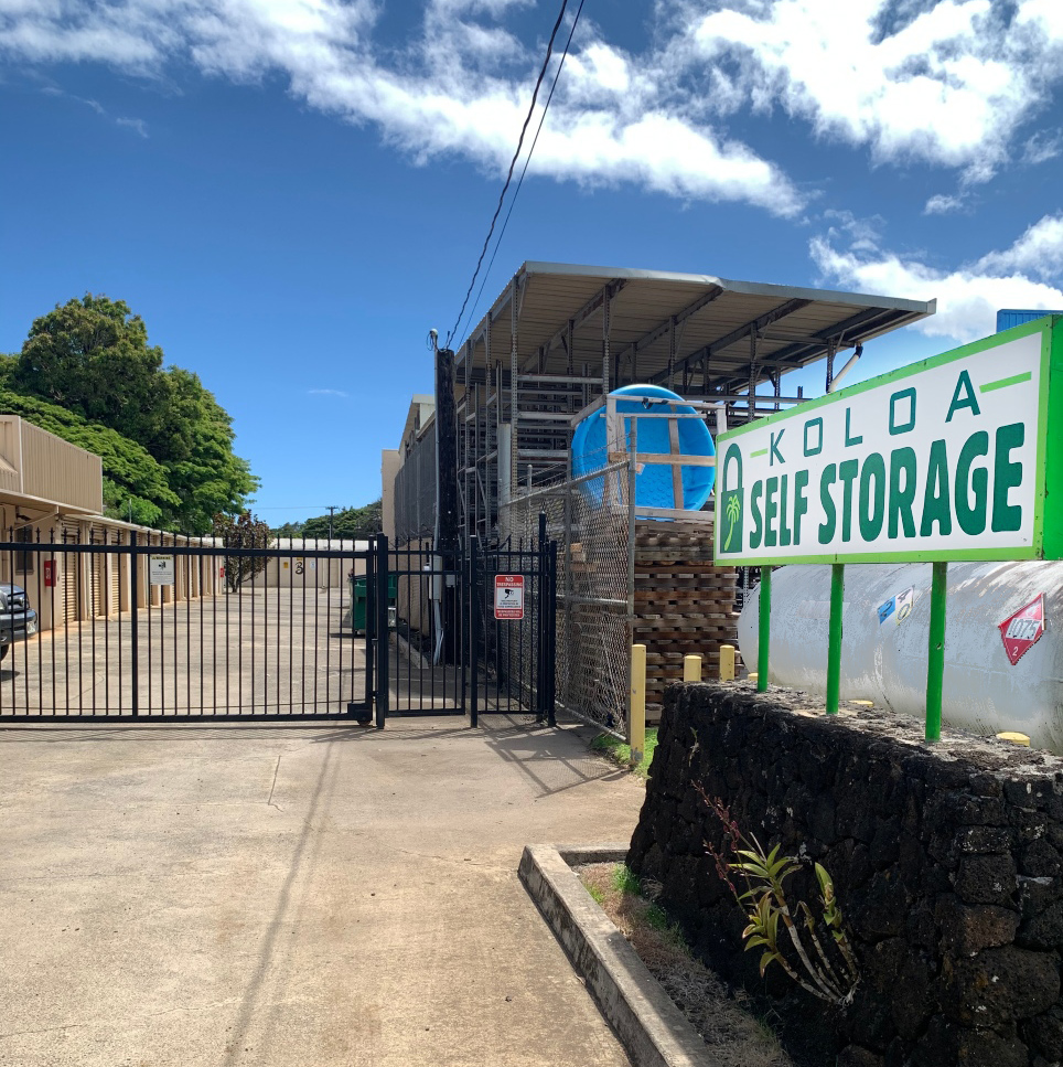 Koloa Self Storage Front Entrance with Sign